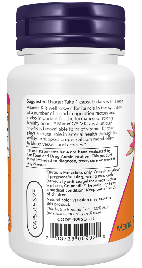 MK-7 Vitamin K2-100mcg-60 cap