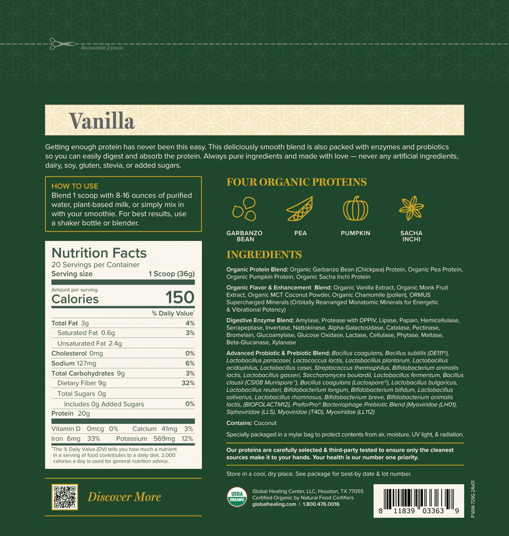 Pure Plant Protein-Organic-Vanillia-1.66lb