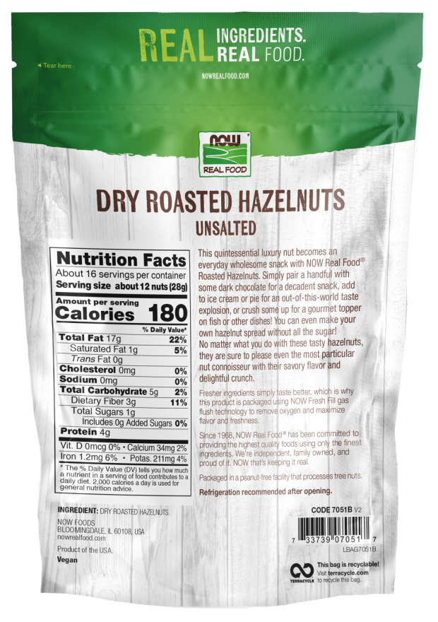 Roasted Unsalted Hazelnuts-16 oz