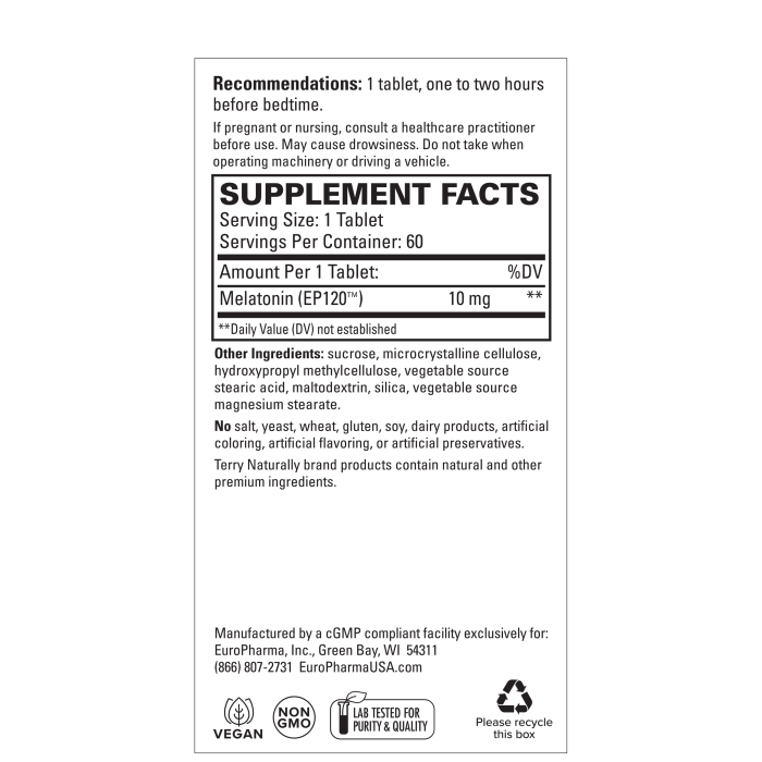 Melatonin EP 120-10 mg-60 tabs