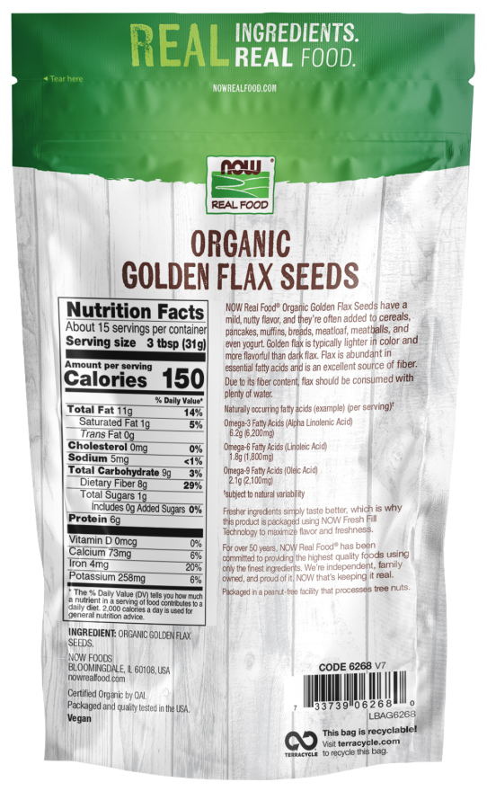 ORGANIC GOLDEN FLAX SEEDS-16 oz.