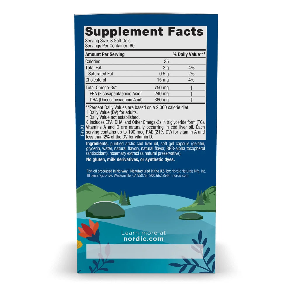 Arctic Cod Liver Oil 240 EPA  360 DHA-180 softgels
