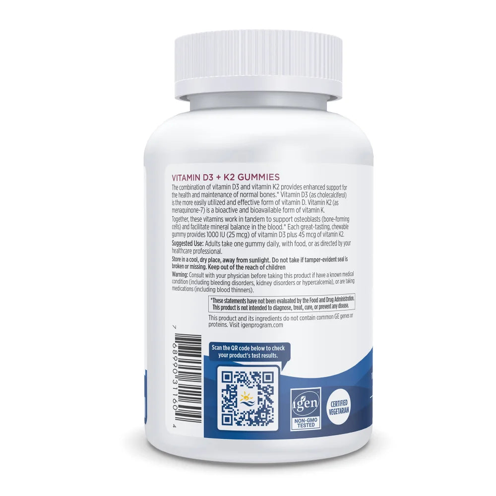 Vitamin D3+K2-Gummies-Pomegranate-60 count