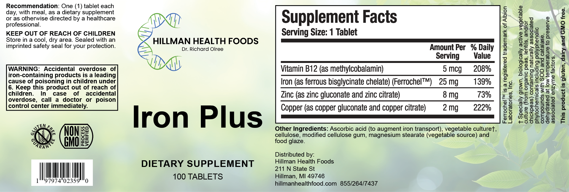 Iron Plus – Hillman Health Foods P: 855-264-7437