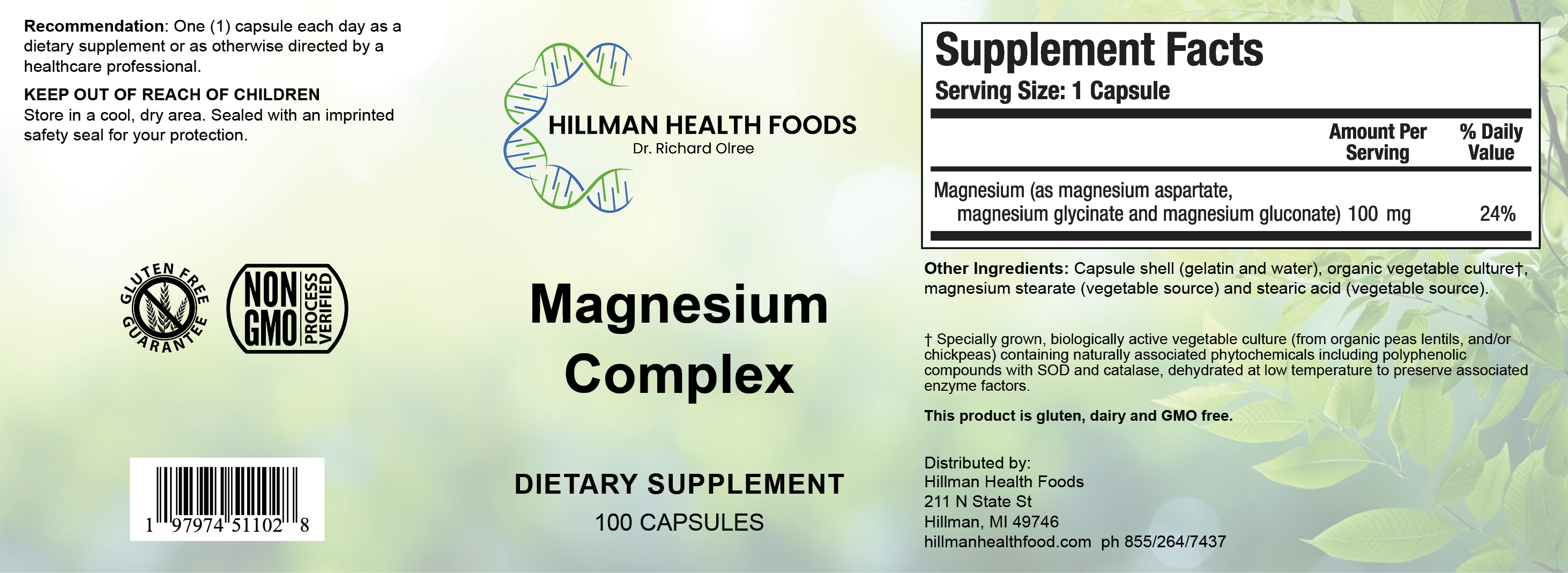 Mg Complex Magnesium Complex-100 Capsules – Hillman Health Foods P: 855-264-7437
