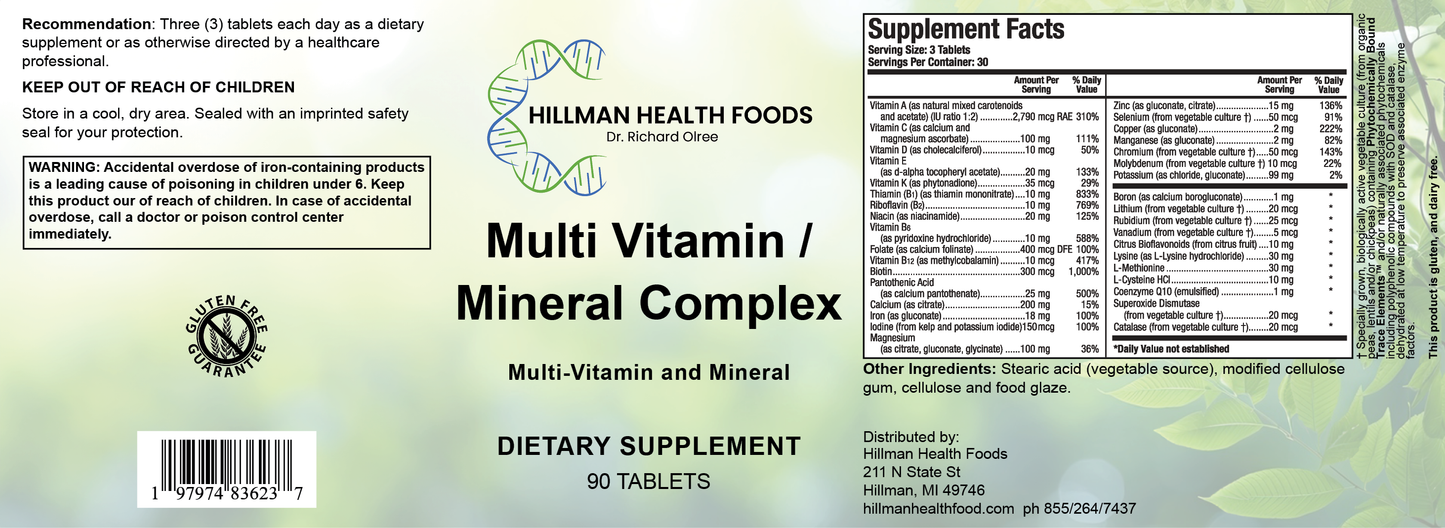 Multi Vitamin/Mineral Complex-90 tablets